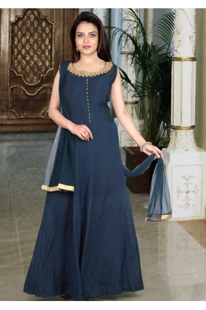 Blue Color Art Silk Designer Gown